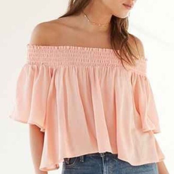 Kimchi Blue Off the Shoulder Smocked Top Blouse Sm - Picture 1 of 10